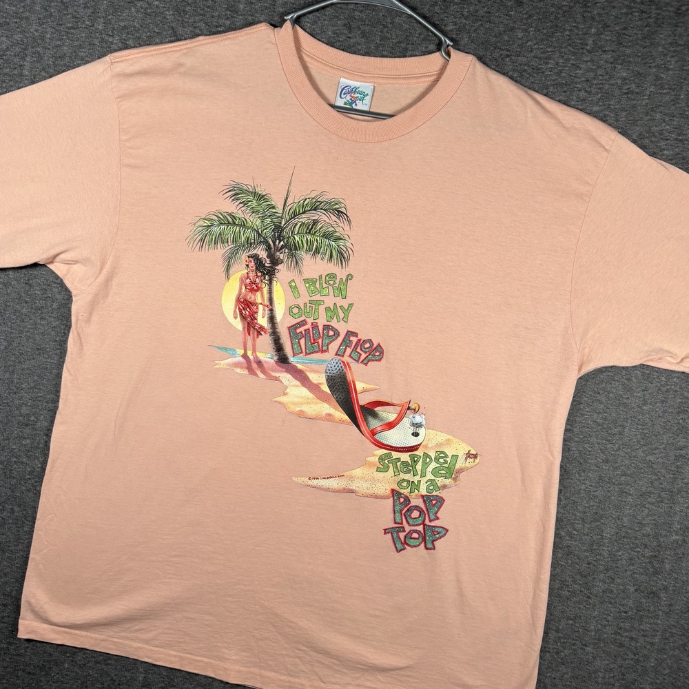 Vintage Caribbean Soul T Shirt Mens 2XL Pink Margaritaville Parrot 1996 USA